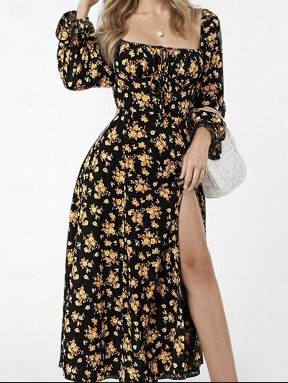 Long Sleeve Black Maxi Dress XL